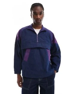 Levi's Skatebording Sports Overhead Relaxed Fit Denim Jacket In Navy/wine For Men