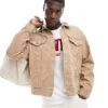 Levi's Sweat Hood Relaxed Fit Canvas Trucker Jacket In Tan For Men