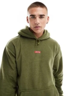 Levi's Fleece Hoodie With Central Logo In Khaki For Men