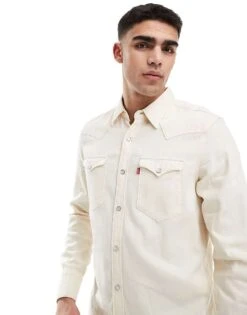 Levi's Barstow Western Denim Shirt Regular Fit In Ecru For Men