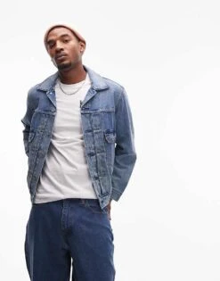 Levi's Type 2 Trucker Jacket Selvage Denim In Mid Wash For Men