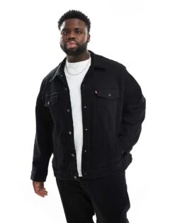 Levi's Big & Tall Denim Trucker Jacket In Black For Men