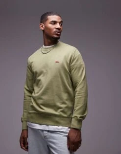 Levi's Original Batwing Logo French Terry Sweatshirt In Light Green For Men