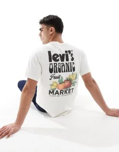Levi's Vintage Relaxed Fit Fruit Logo Back Print Heavyweight T-shirt In Cream For Men
