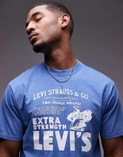 Levi's Vintage Relaxed Fit Archive Poster Print T-shirt In Mid Blue For Men