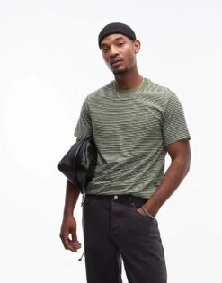 Levi's Mainline The Essential Relaxed Fit Stripe T-shirt In Mid Green For Men