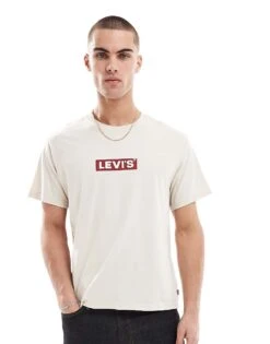 Levi's Boxtab Logo T-shirt Relaxed Fit In Beige For Men